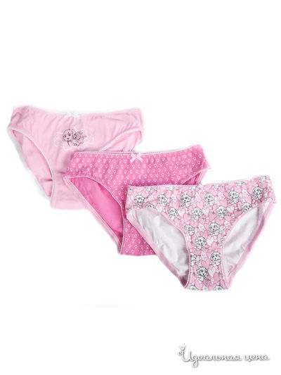 Трусы, 3 шт Button Blue, цвет белый, розовый