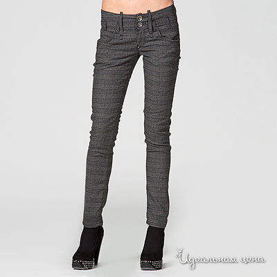 Брюки Fornarina, цвет цвет графитовый / принт клетка