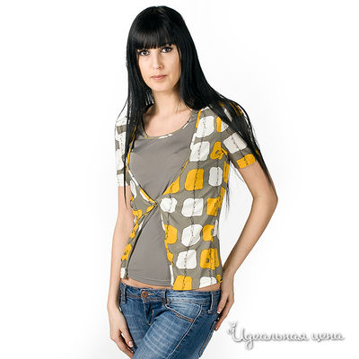 Блуза Pompa, цвет цвет серый / белый / желтый