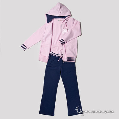 Комплект розовый: футболка, толстовка и брюки, рост 128-164 см