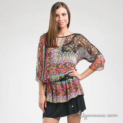 Туника Bambolita, цвет цвет черный / принт цветы