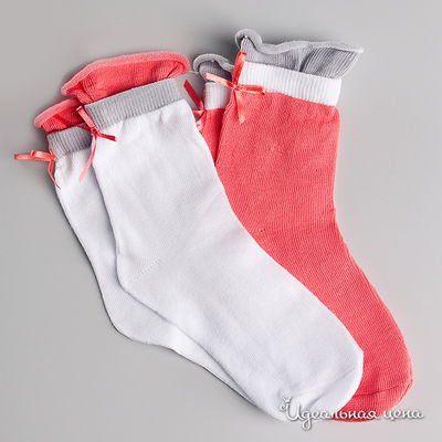 Комплект носков Gulliver для девочки, цвет белый / красный, 2 пары