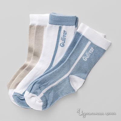 Комплект носков Gulliver для мальчика, цвет белый / голубой, 3 пары