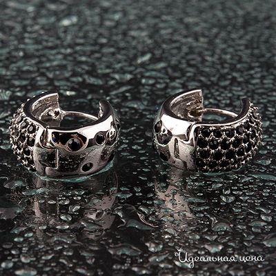 Серьги "Черный агат" Angello Ricci