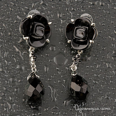 Серьги "Черный агат" Angello Ricci