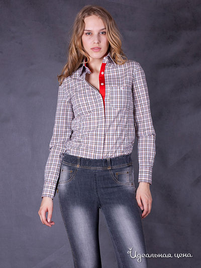 Блузка Bizzaro, цвет цвет светло-бежевый / принт клеточка