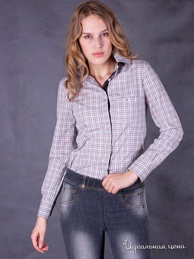 Блузка Bizzaro, цвет цвет бежевый / принт клеточка