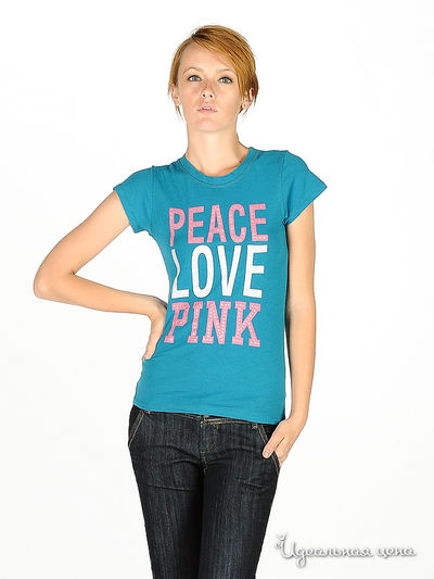 Футболка Victoria's Secret, цвет цвет бирюзовый