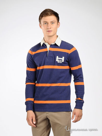 поло Tommy Hilfiger, цвет цвет синий / оранжевый