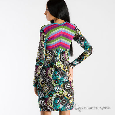 Платье Bambolita с завышенной талией комбинированное, бирюзовое