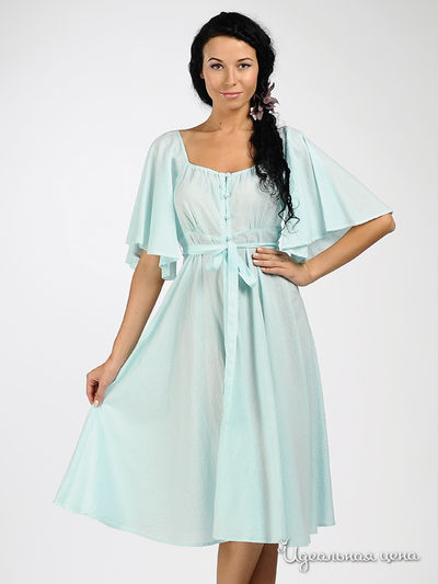 Платье Vila clothes, цвет принт белая / бирюзовая полоска