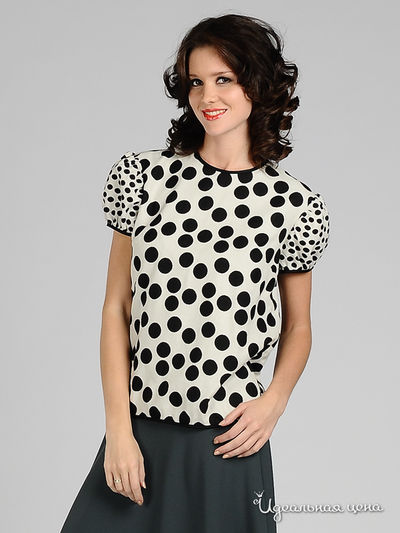 Блуза Sysoev, цвет принт горох белый / черный