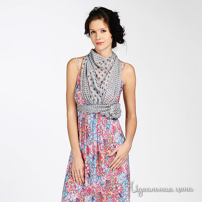 Палантин Renato Balestra, цвет принт горох  серый / сливовый