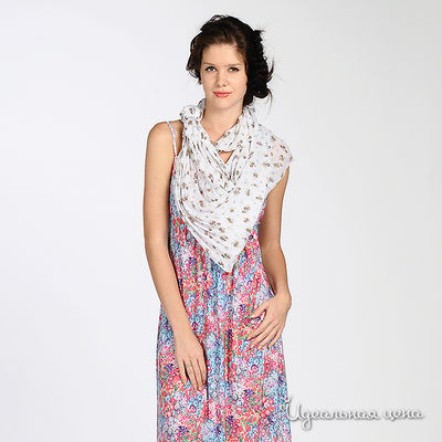 Палантин Renato Balestra, цвет принт цветочный белый / коричневый