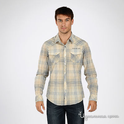 рубашка Calvin Klein Jeans, цвет цвет бежевый / синий