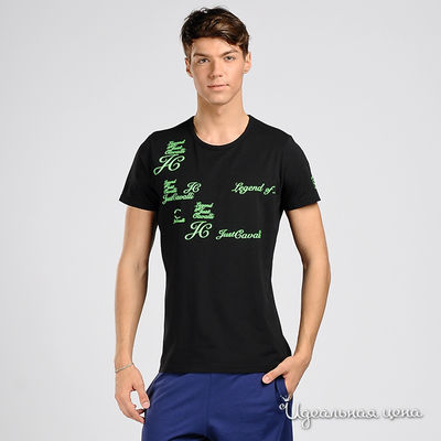 Футболка Roberto Cavalli, цвет цвет черный / зеленый