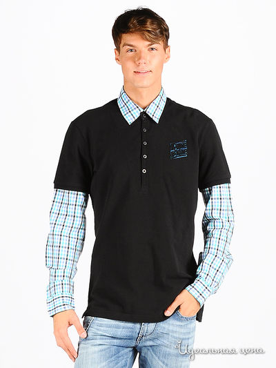 поло Killah, цвет цвет черный / принт голубая клетка