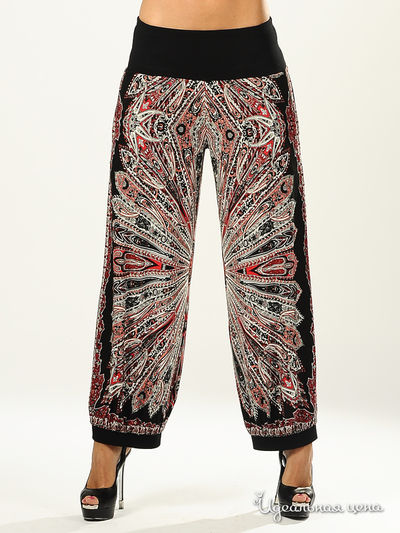 Брюки Adzhedo, цвет принт жар-птица / цвет бордо