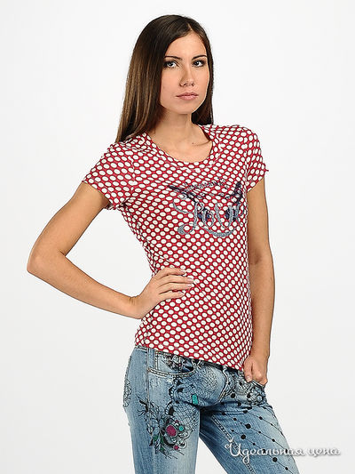 Футболка Fornarina, цвет цвет красный / принт горох