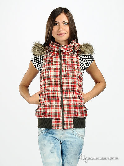 Жилет Fornarina, цвет цвет красный / принт клетка