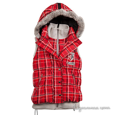 Жилет Gulliver, цвет цвет красный / принт клетка