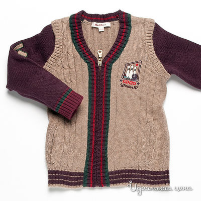 Кардиган Kenzo Kids, цвет цвет бежевый / бордовый