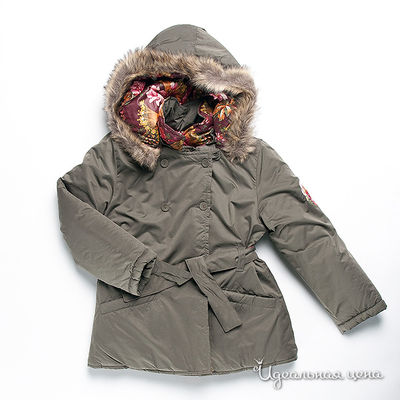 Куртка Kenzo Kids, цвет цвет хаки / бордовый / принт цветы