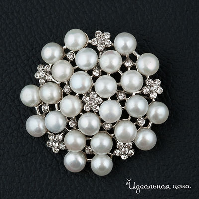 Брошь-кулон Biruza, цвет вставка жемчуг / кристалл Svarovski