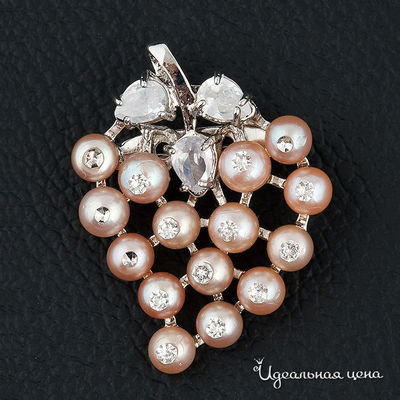 Брошь-кулон Biruza, цвет вставка жемчуг / кристалл Svarovski