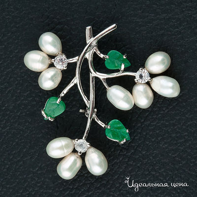 брошь Biruza, цвет вставка жемчуг / циркон