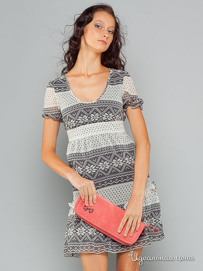 Платье May Be, цвет цвет бело-серый шифон