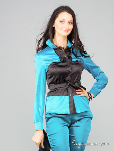 Блузка May Be, цвет цвет изумруд+черный