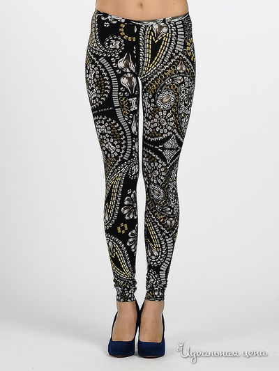 Леггинсы Custo Barcelona, цвет цвет черный / серый/ желтый