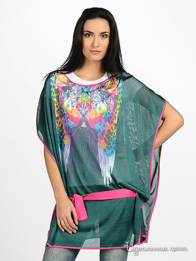 Туника Custo Barcelona, цвет цвет зеленый / розовый