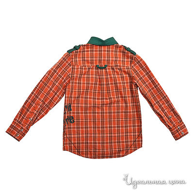 рубашка Gulliver &quot;ШЕРИФ&quot; для мальчика, цвет оранжевый / принт клетка, рост 92-122 см