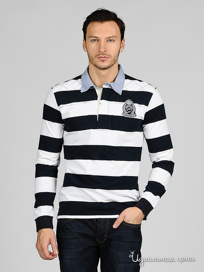 рубашка-поло Park&Finemekker, цвет цвет бело-синий