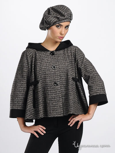 Куртка-пончо Adzhedo, цвет цвет серый / принт клетка