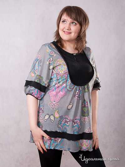 Блузка Wisell, цвет цвет серый / черный