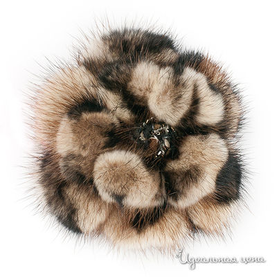 брошь Русский мех, цвет цвет черно-бежевый
