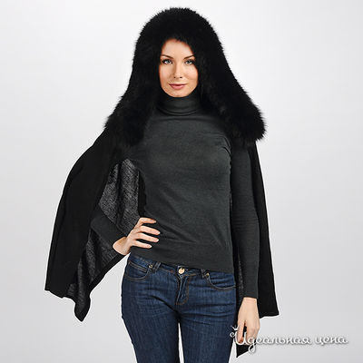 Палантин-капюшон Русский мех, цвет цвет черный
