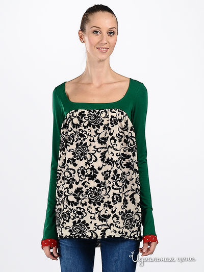 Блузка Marmalade, цвет цвет зеленый / белый / черный