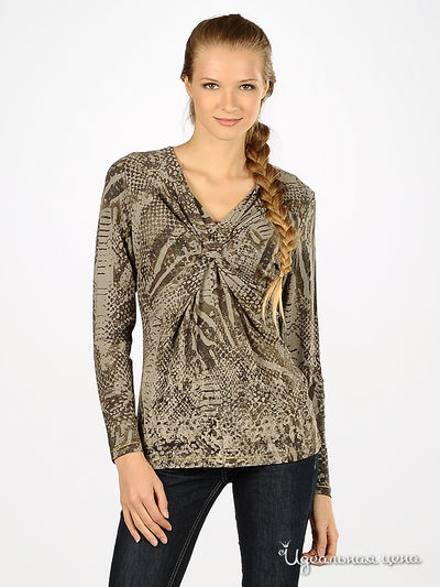 Блузка Olsen, цвет цвет коричневый / принт питон