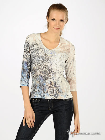 Блузка Olsen, цвет цвет бежевый / голубой / серый