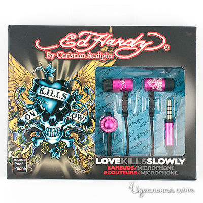 Наушники Ed Hardy, цвет цвет розовый