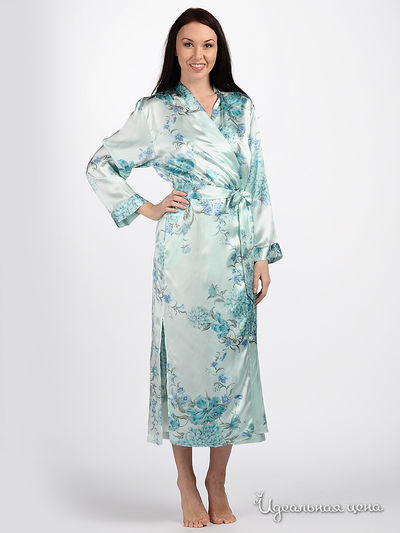 Халат Charoi, цвет цвет голубой / принт цветы