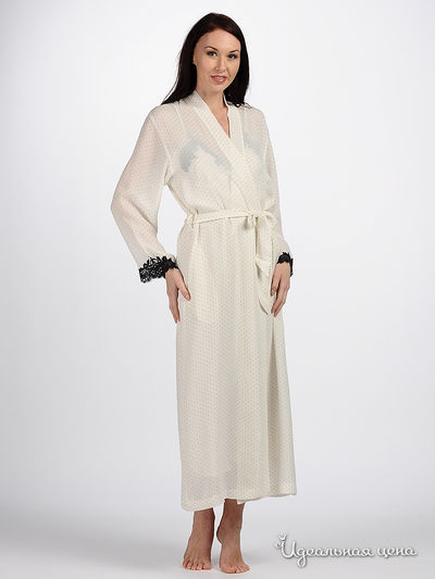 Халат Charoi, цвет цвет молочный / принт черный горошек