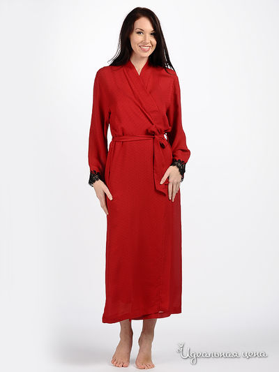 Халат Charoi, цвет цвет красный / принт черный горошек