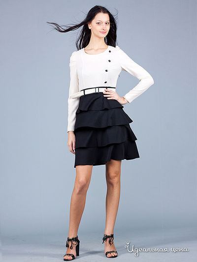 Платье May Be, цвет цвет бежевый / черный