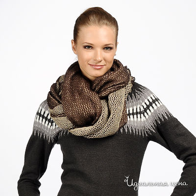 Шарф Nervous & Angry girls, цвет цвет серый / бежевый / коричневый