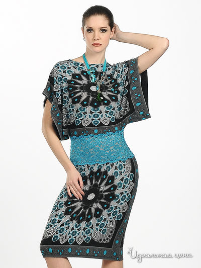 Платье Adzhedo, цвет цвет бирюзовый / серый / черный